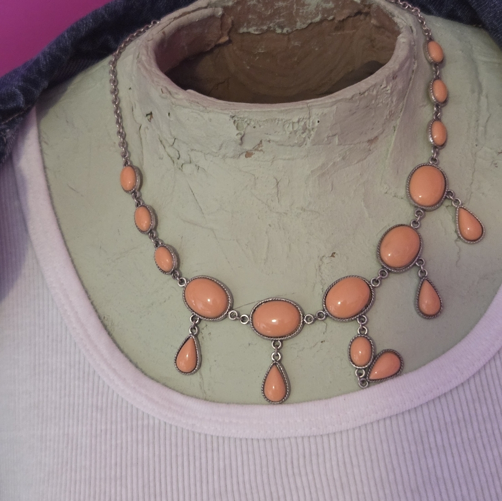 Orange and Gold Necklace with Asymmetrical Design